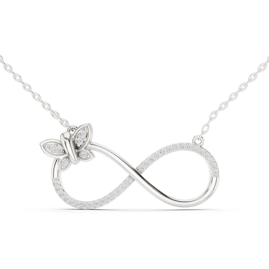 Moissanite Butterfly Infinity Necklace – 925 Sterling Silver, 18K Gold Vermeil