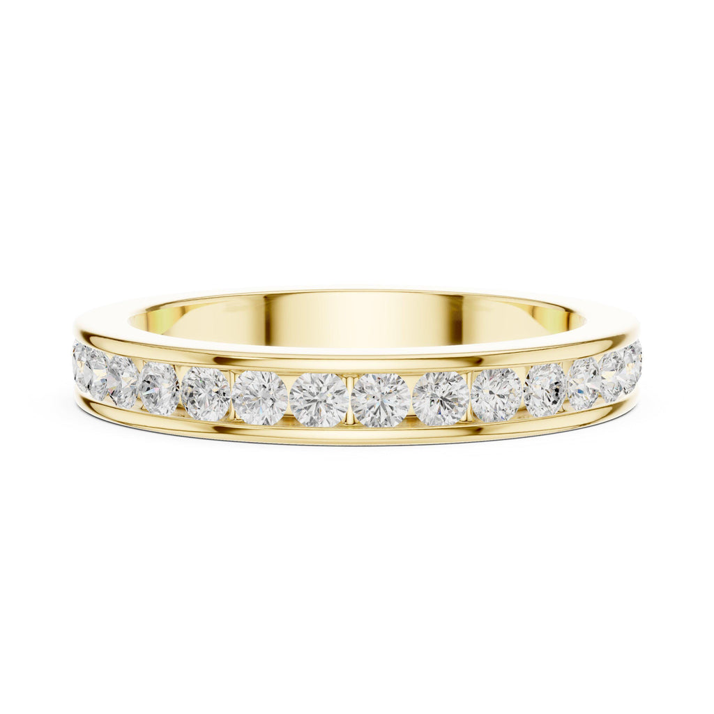 Men's Slim Channel-Set Moissanite Band – 925 Sterling Silver, 18K Gold Vermeil