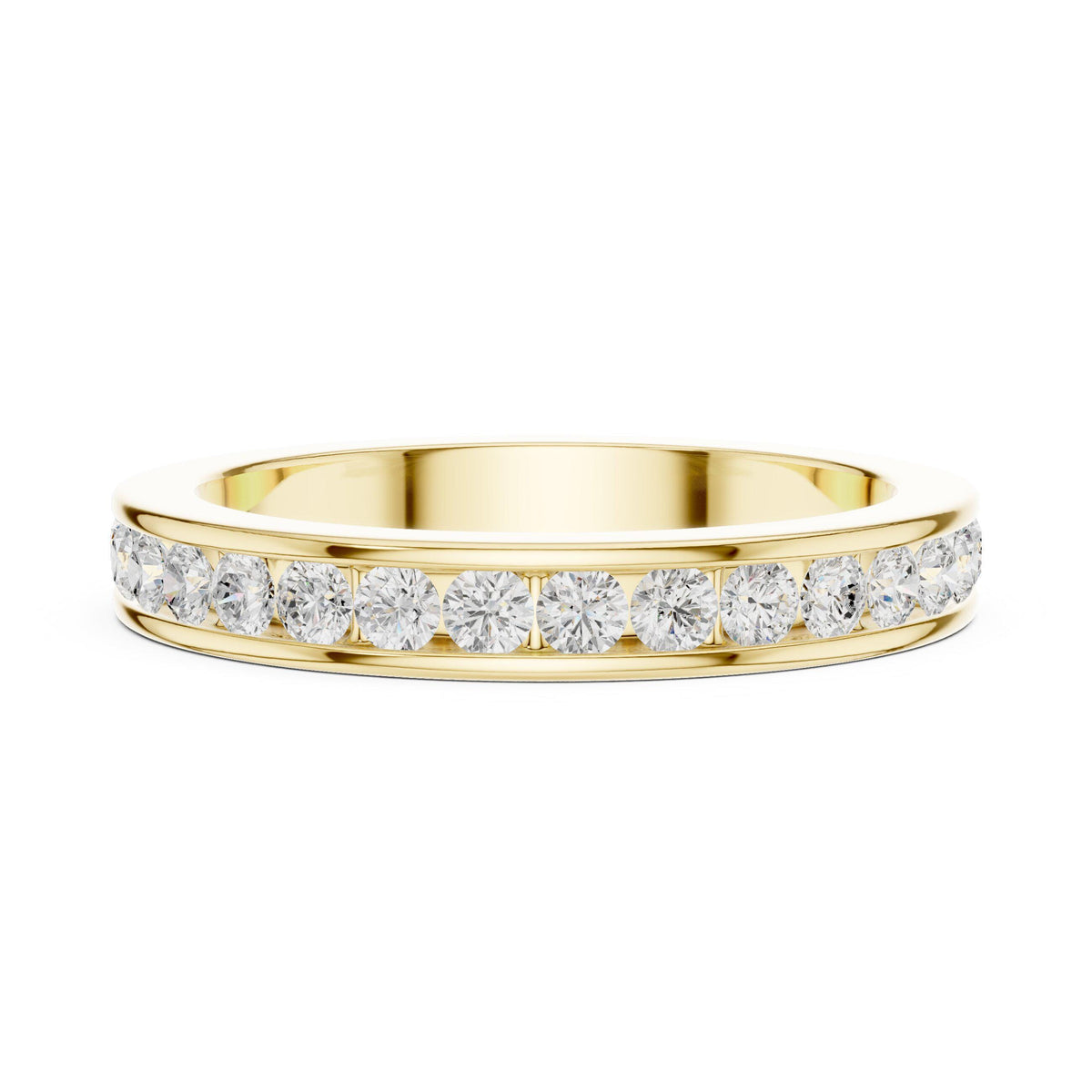 Men's Slim Channel-Set Moissanite Band – 925 Sterling Silver, 18K Gold Vermeil