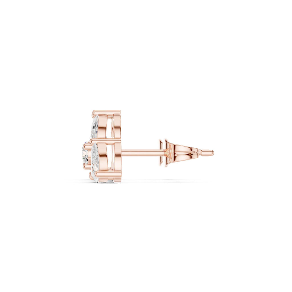 Moissanite Triangle Cluster Stud Earrings – 925 Sterling Silver, 18K Gold Vermeil