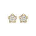 Moissanite Pentagon Flower Stud Earrings – 925 Sterling Silver, 18K Gold Vermeil