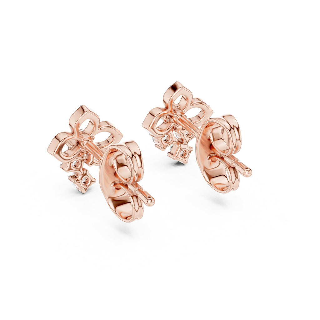 Moissanite Fleur Drop Stud Earrings – 925 Sterling Silver, 18K Gold Vermeil