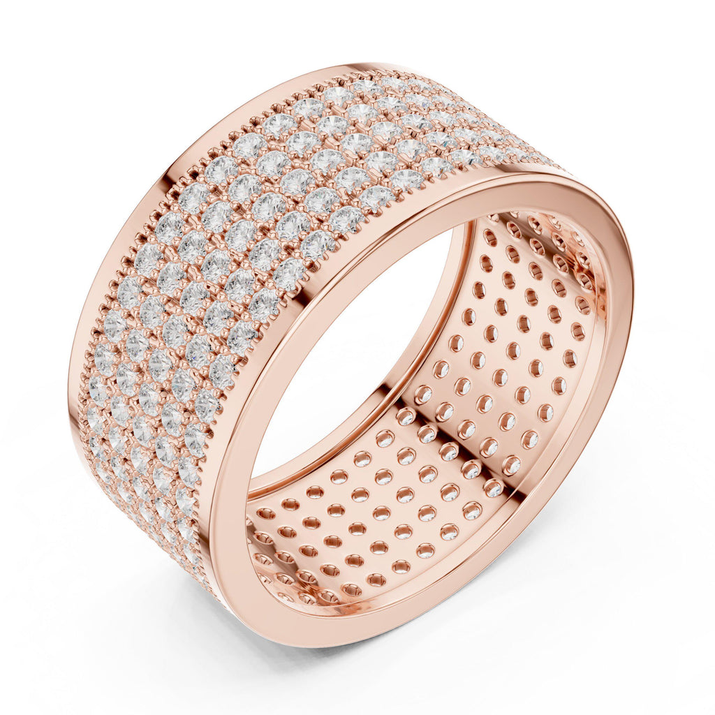 Men's Wide Multi-Row Pavé Moissanite Band – 925 Sterling Silver, 18K Gold Vermeil
