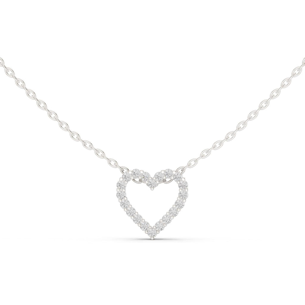 Round Moissanite Open Heart Necklace – 925 Sterling Silver, 18K Gold Vermeil
