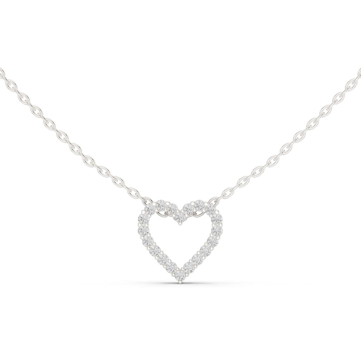 Round Moissanite Open Heart Necklace – 925 Sterling Silver, 18K Gold Vermeil