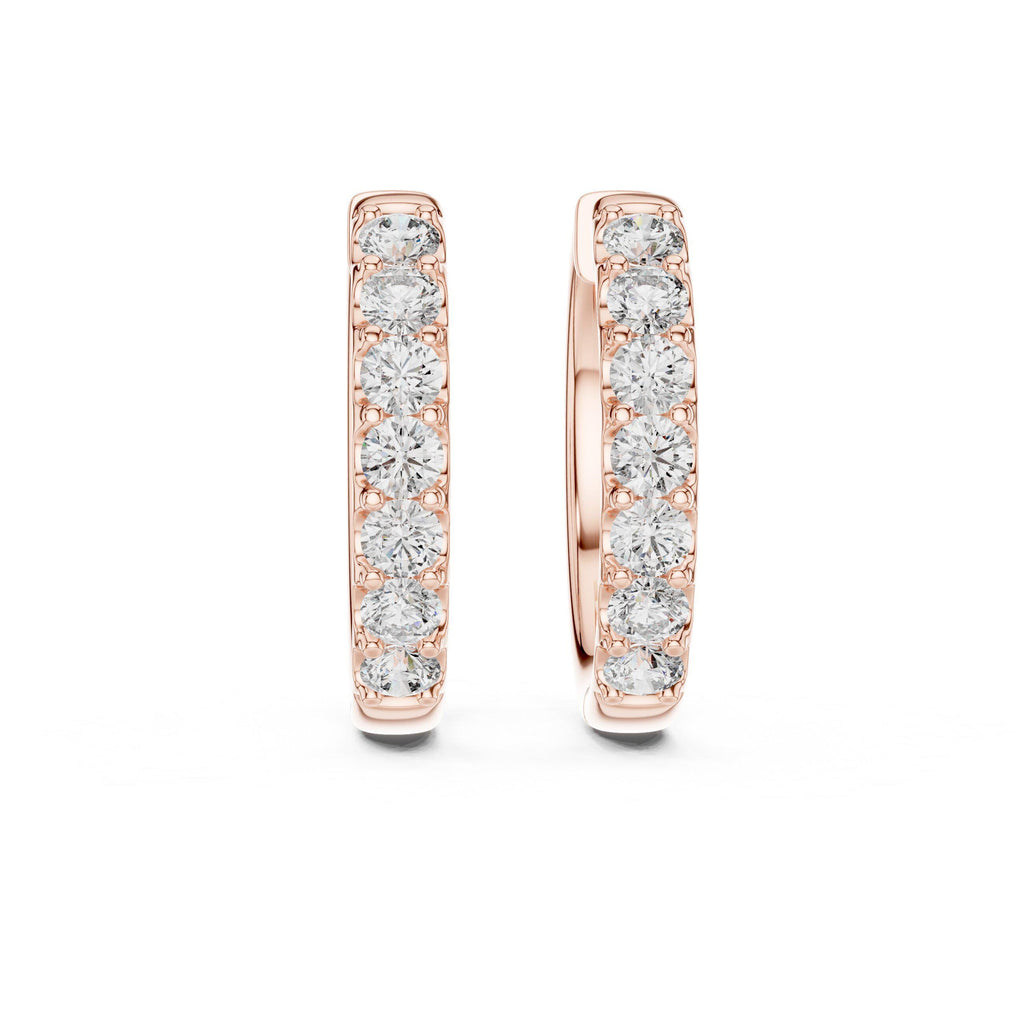 Round Moissanite Eternity Hoop Earrings – 925 Sterling Silver, 18K Gold Vermeil