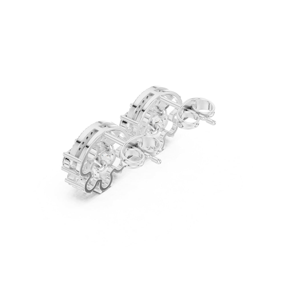 Moissanite Half-Moon Cluster Stud Earrings – 925 Sterling Silver, 18K Gold Vermeil