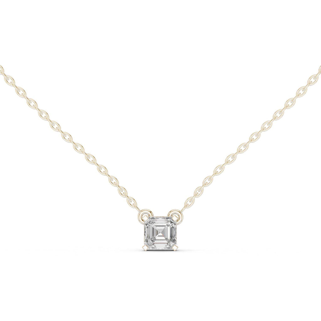 Asscher-Cut Moissanite Solitaire Necklace – 925 Sterling Silver, 18K Gold Vermeil