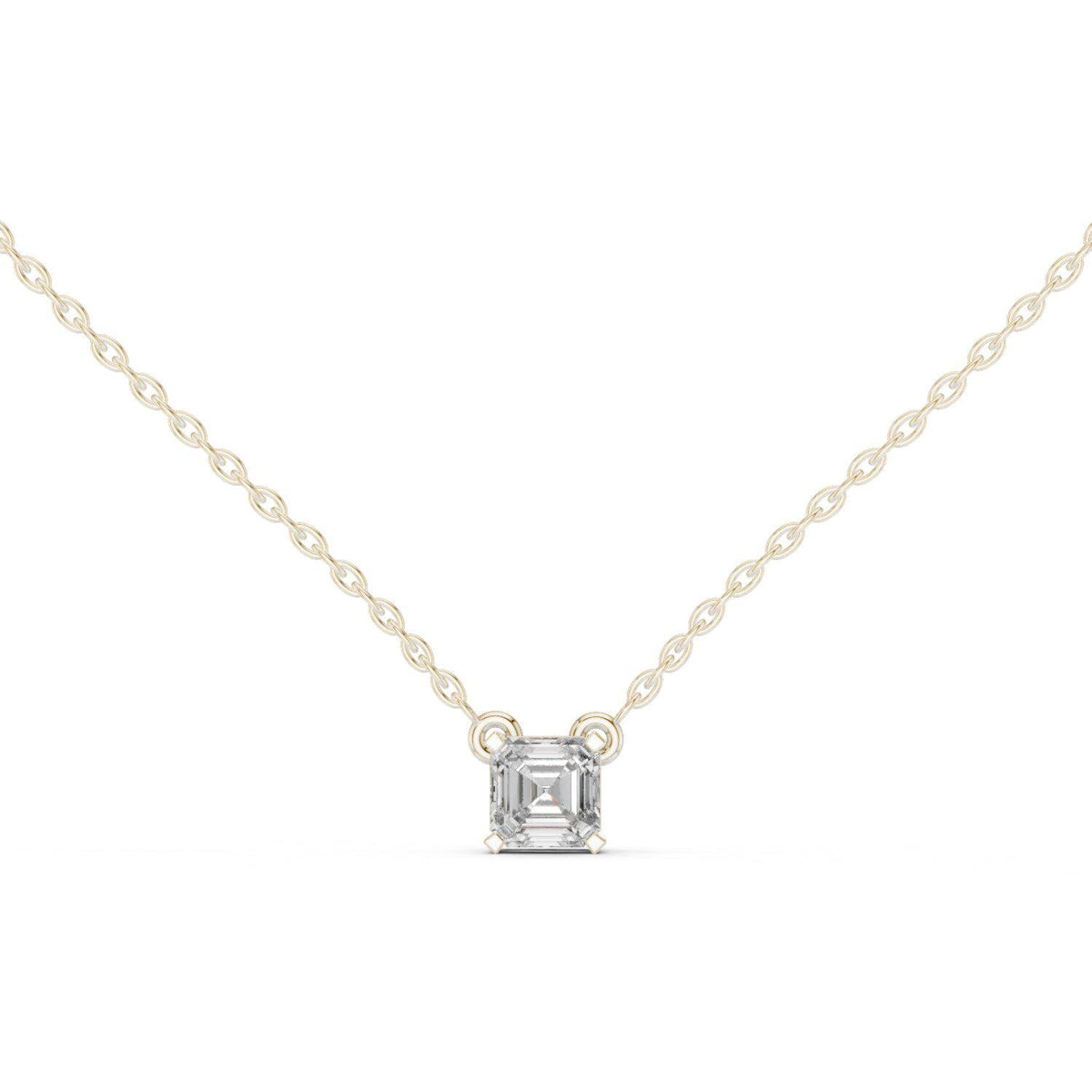 Asscher-Cut Moissanite Solitaire Necklace – 925 Sterling Silver, 18K Gold Vermeil