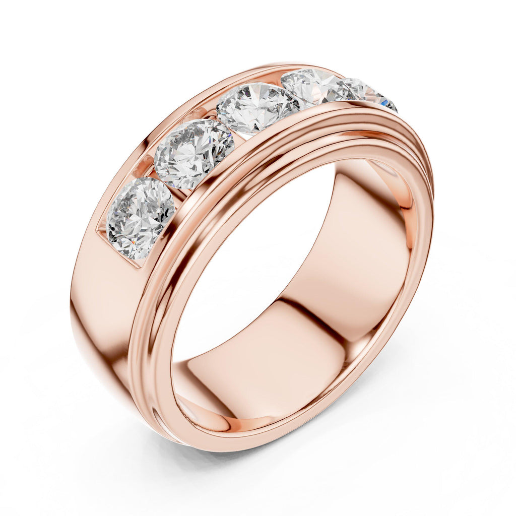 Wide Channel-Set Moissanite Band – 925 Sterling Silver, 18K Gold Vermeil