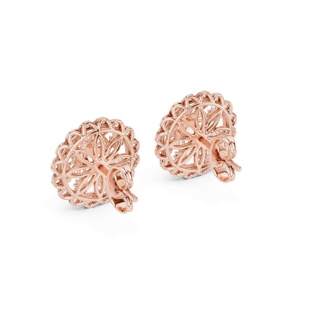 Moissanite Mandala Stud Earrings – 925 Sterling Silver, 18K Gold Vermeil
