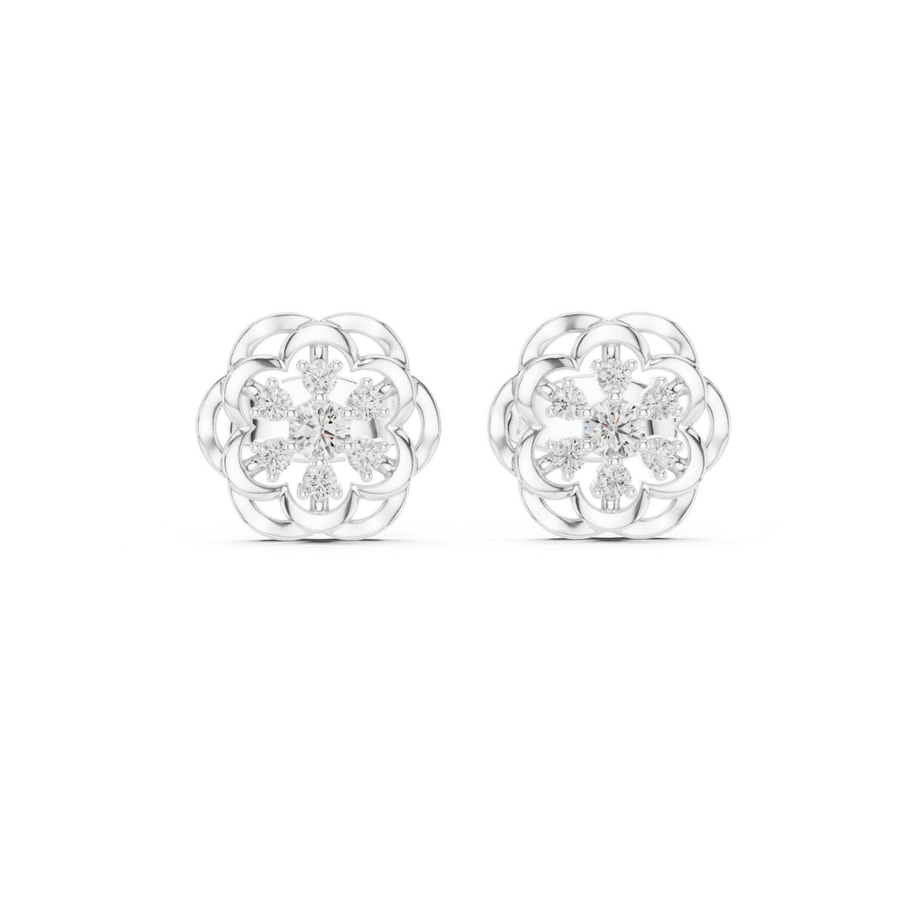 Moissanite Flower Rosette Stud Earrings – 925 Sterling Silver, 18K Gold Vermeil