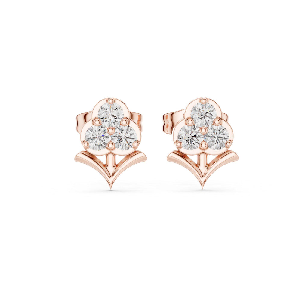 Moissanite Trefoil Cluster Stud Earrings – 925 Sterling Silver, 18K Gold Vermeil