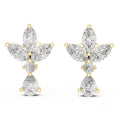 Marquise Moissanite Lotus Drop Earrings – 925 Sterling Silver, 18K Gold Vermeil