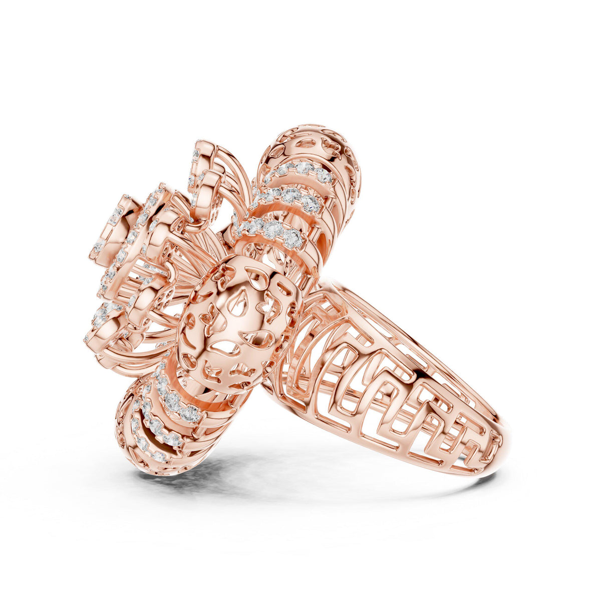 Moissanite Crown Cocktail Ring – 925 Sterling Silver, 18K Gold Vermeil