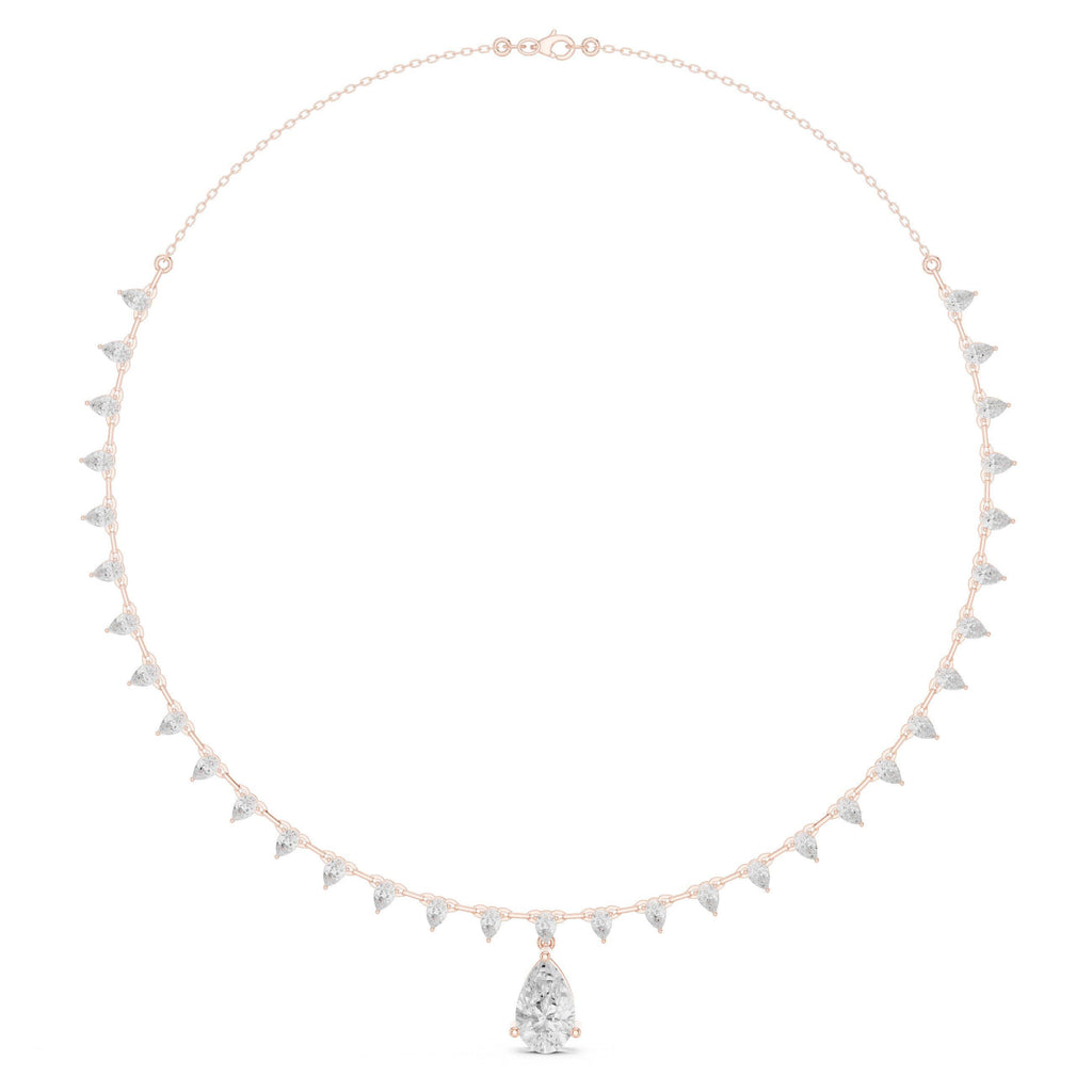 Trillion & Pear Moissanite Fringe Necklace – 925 Sterling Silver, 18K Gold Vermeil
