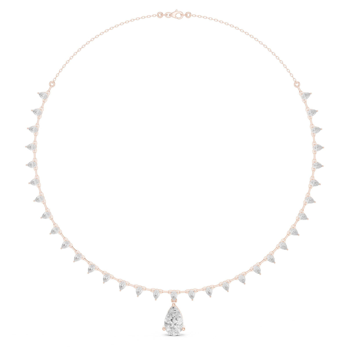 Trillion & Pear Moissanite Fringe Necklace – 925 Sterling Silver, 18K Gold Vermeil