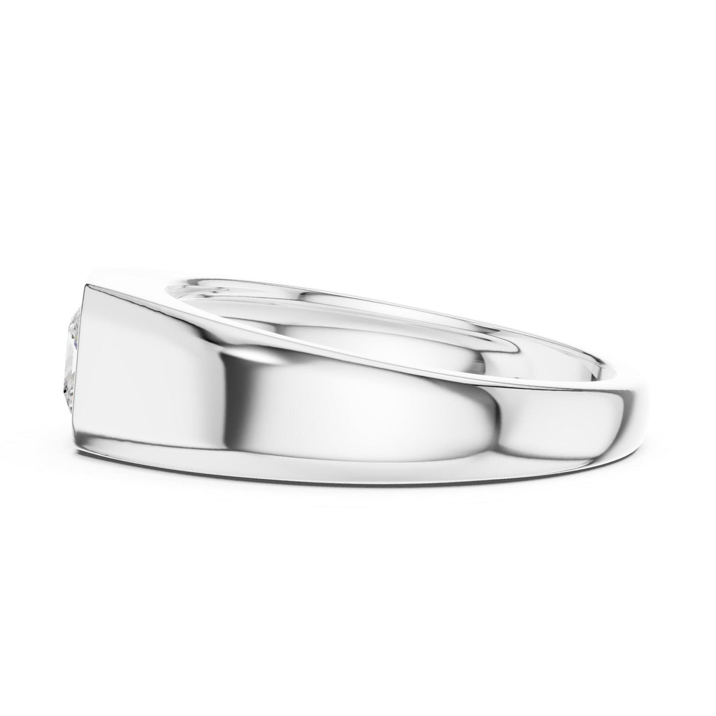 Men's Princess-Cut Moissanite Signet Ring, Flat Top – 925 Sterling Silver, 18K Gold Vermeil