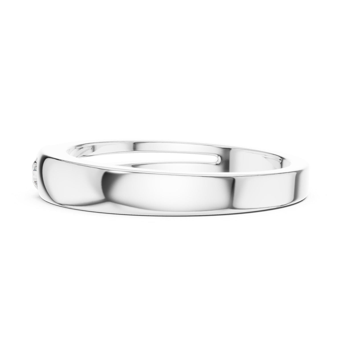 Men's Slim Moissanite Band with Round Accent Stone – 925 Sterling Silver, 18K Gold Vermeil