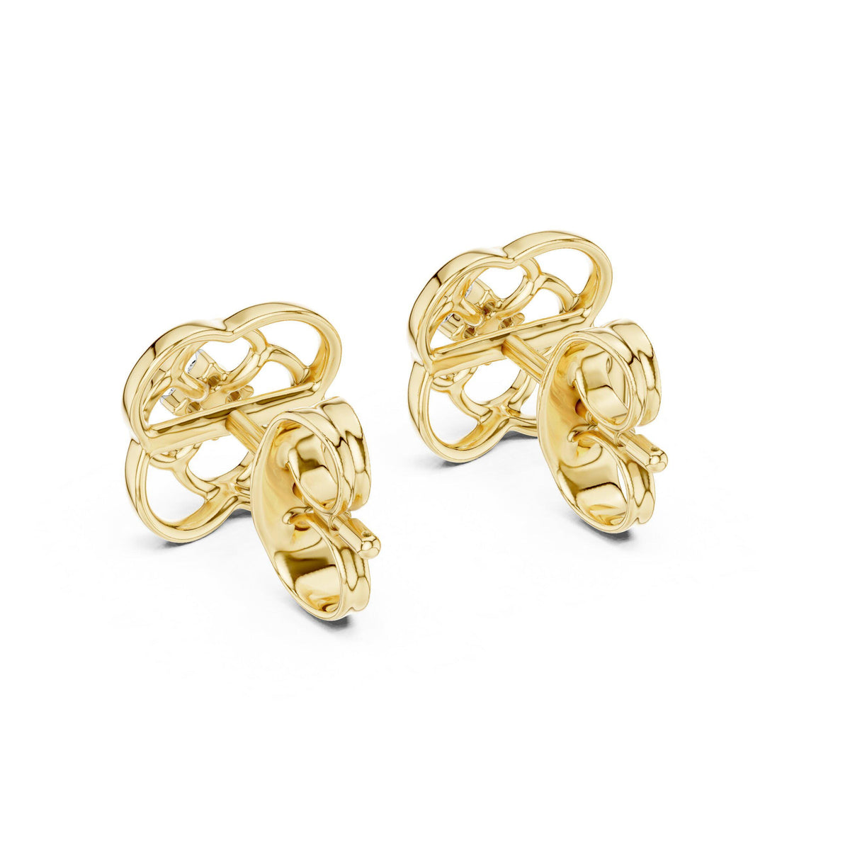 Moissanite Interlocking Loop Stud Earrings – 925 Sterling Silver, 18K Gold Vermeil