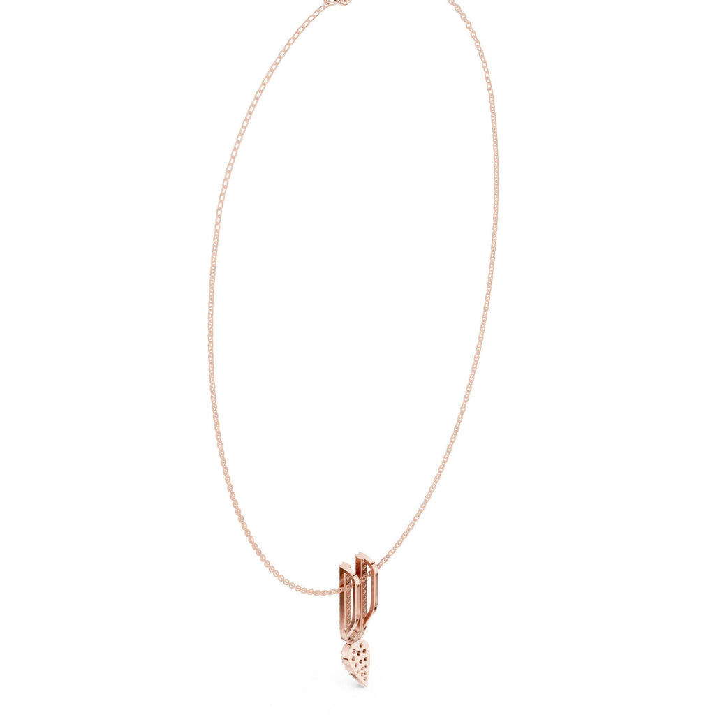 Moissanite Pavé Leaf & Bar Pendant Necklace – 925 Sterling Silver, 18K Gold Vermeil