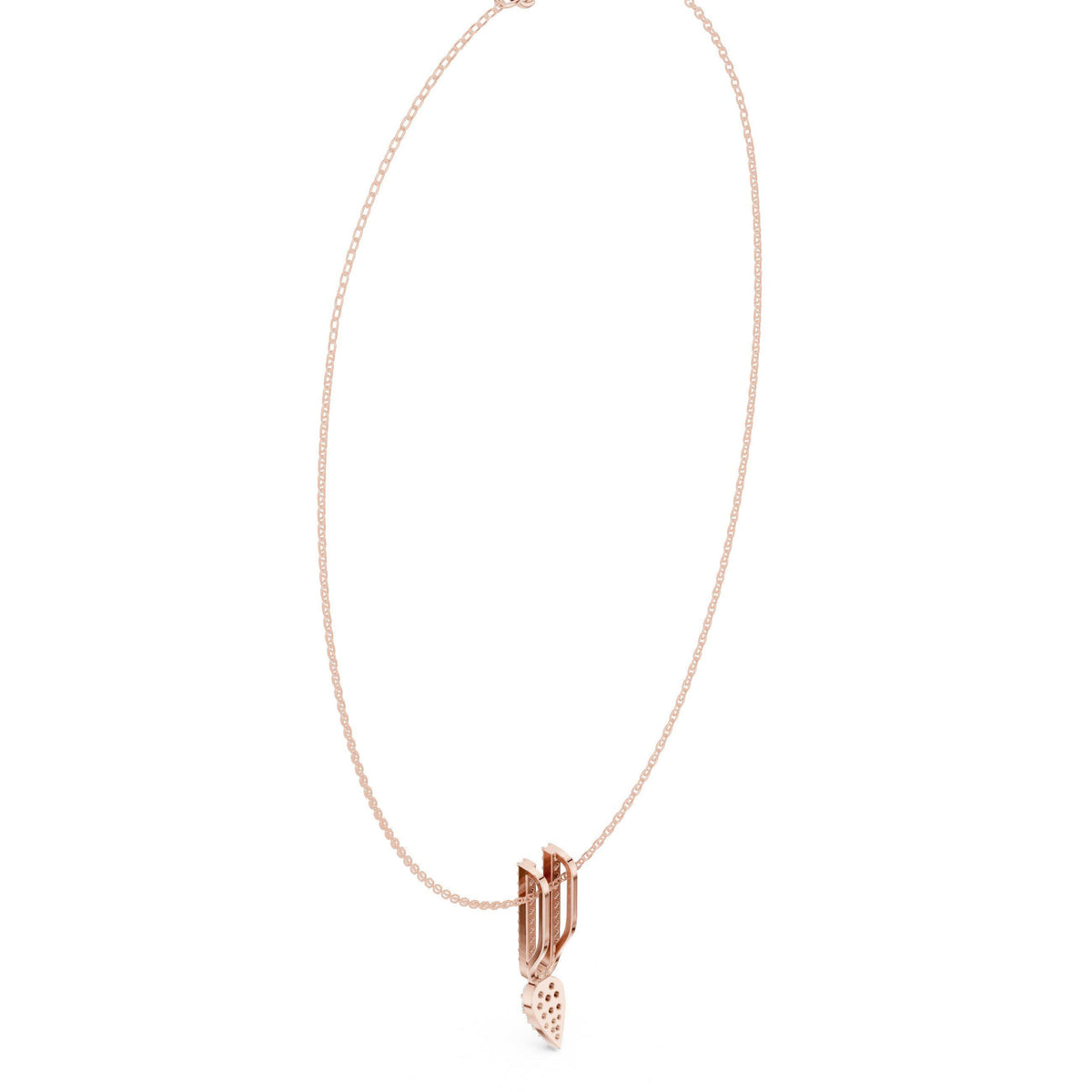Moissanite Pavé Leaf & Bar Pendant Necklace – 925 Sterling Silver, 18K Gold Vermeil