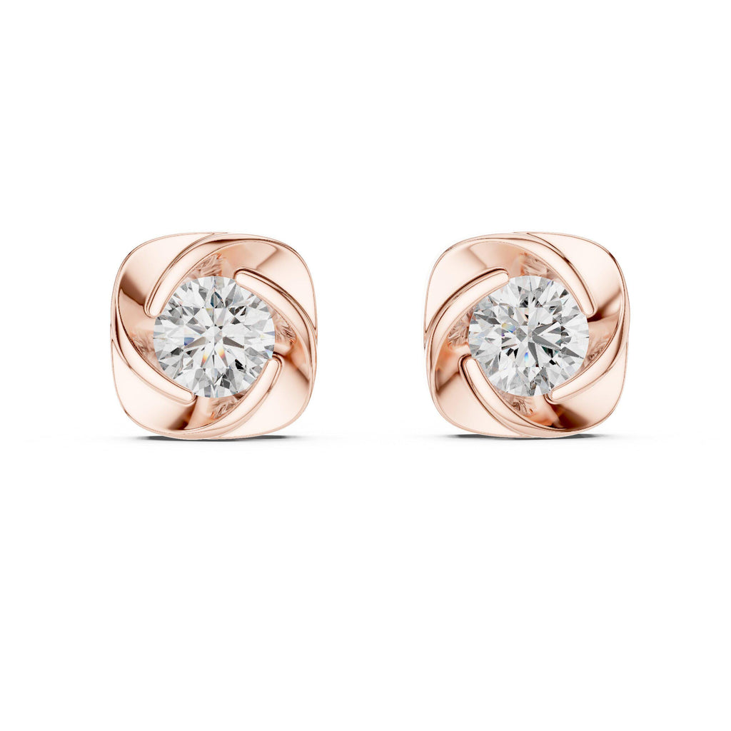 6.3mm Round Moissanite Swirl Cushion Stud Earrings – 925 Sterling Silver, 18K Gold Vermeil