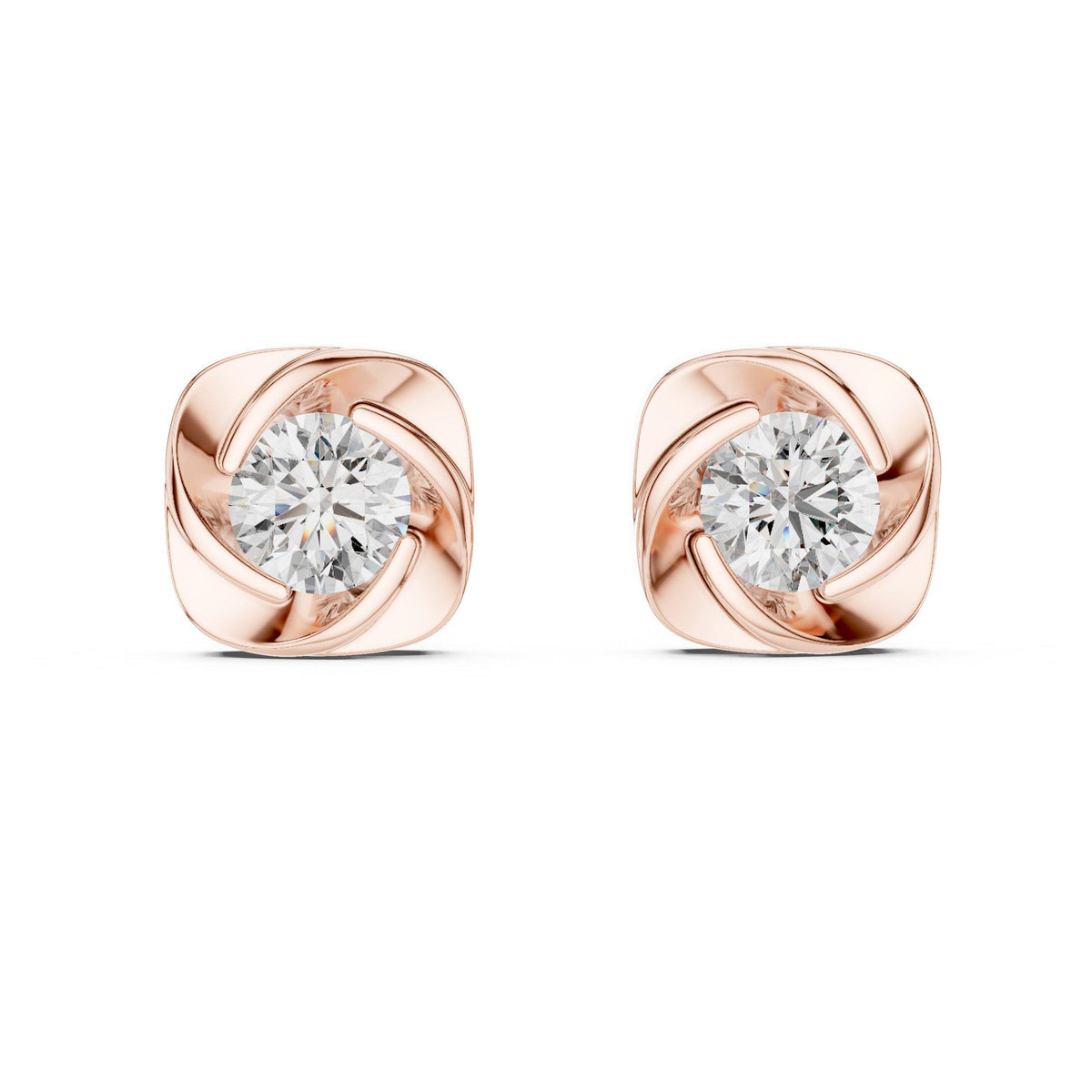 6.3mm Round Moissanite Swirl Cushion Stud Earrings – 925 Sterling Silver, 18K Gold Vermeil