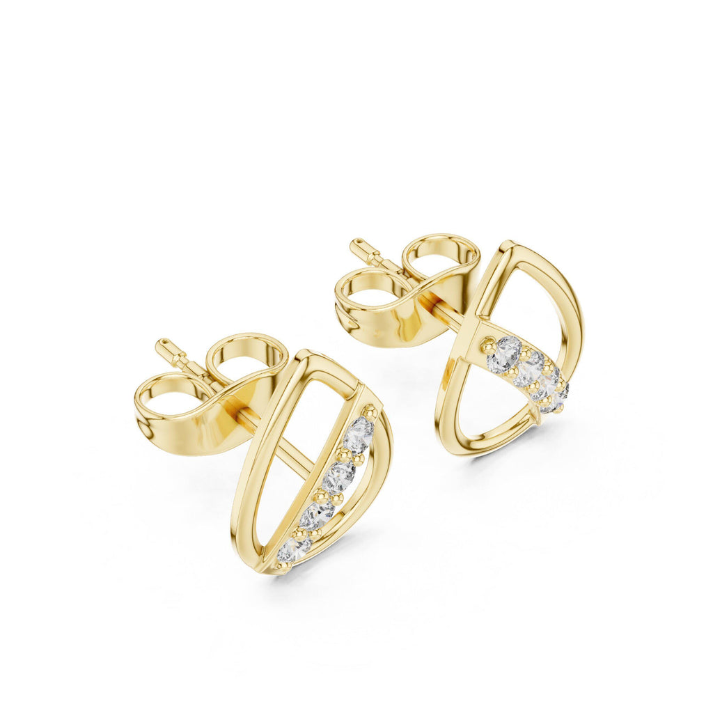 Moissanite Open Teardrop Stud Earrings – 925 Sterling Silver, 18K Gold Vermeil