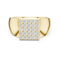 Men's Square Pavé Moissanite Signet Ring – 925 Sterling Silver, 18K Gold Vermeil