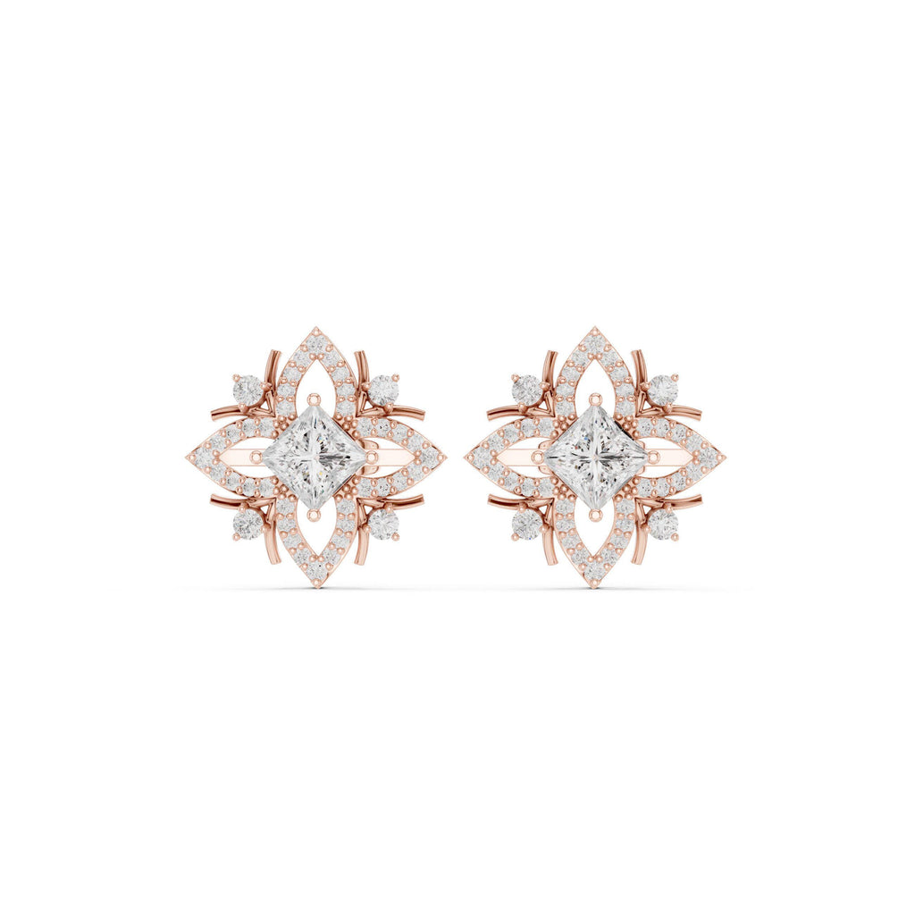 Marquise Moissanite Compass Star Stud Earrings – 925 Sterling Silver, 18K Gold Vermeil