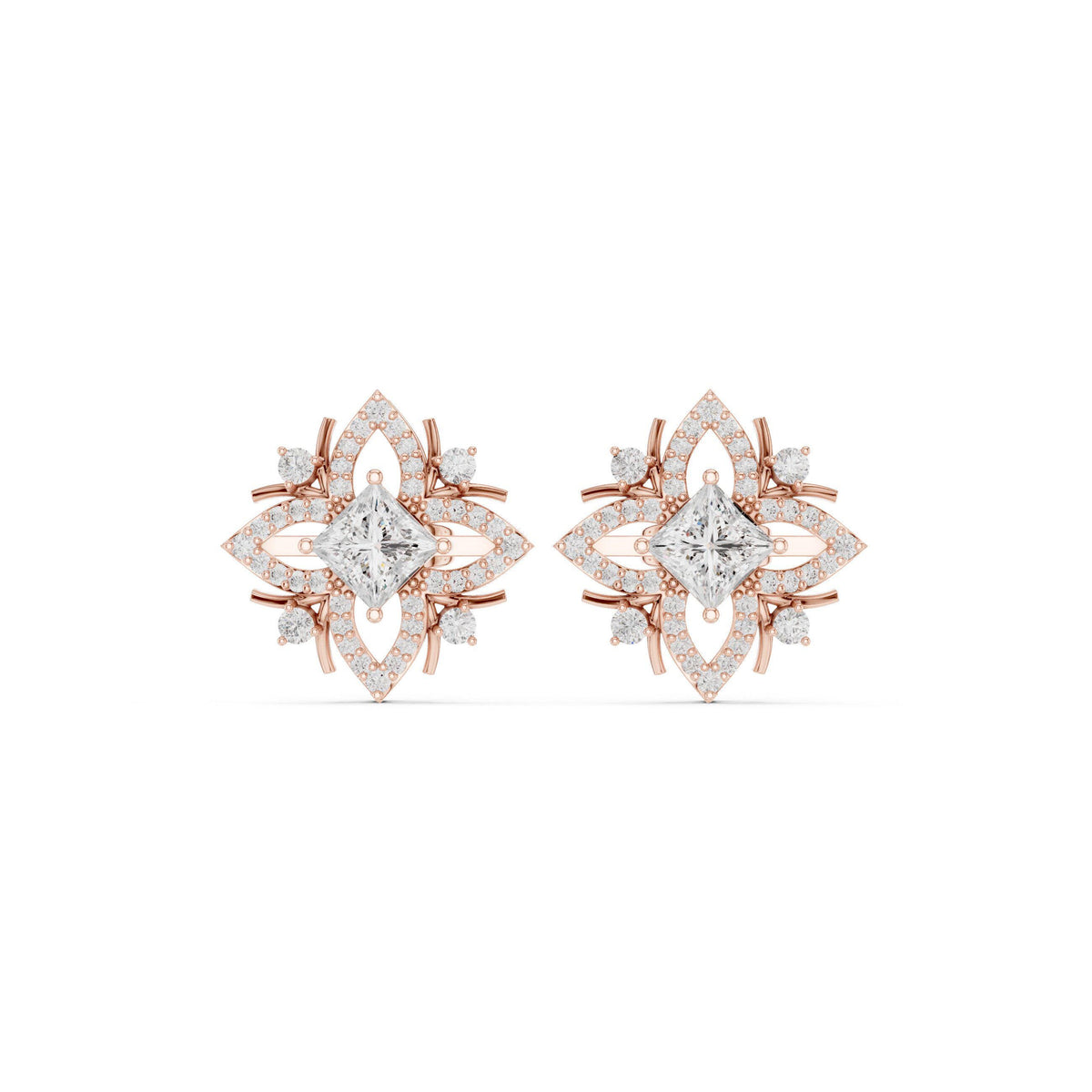 Marquise Moissanite Compass Star Stud Earrings – 925 Sterling Silver, 18K Gold Vermeil