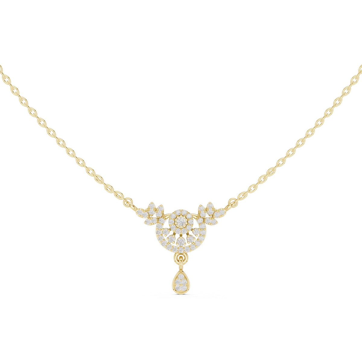 Moissanite Filigree Medallion Drop Necklace – 925 Sterling Silver, 18K Gold Vermeil