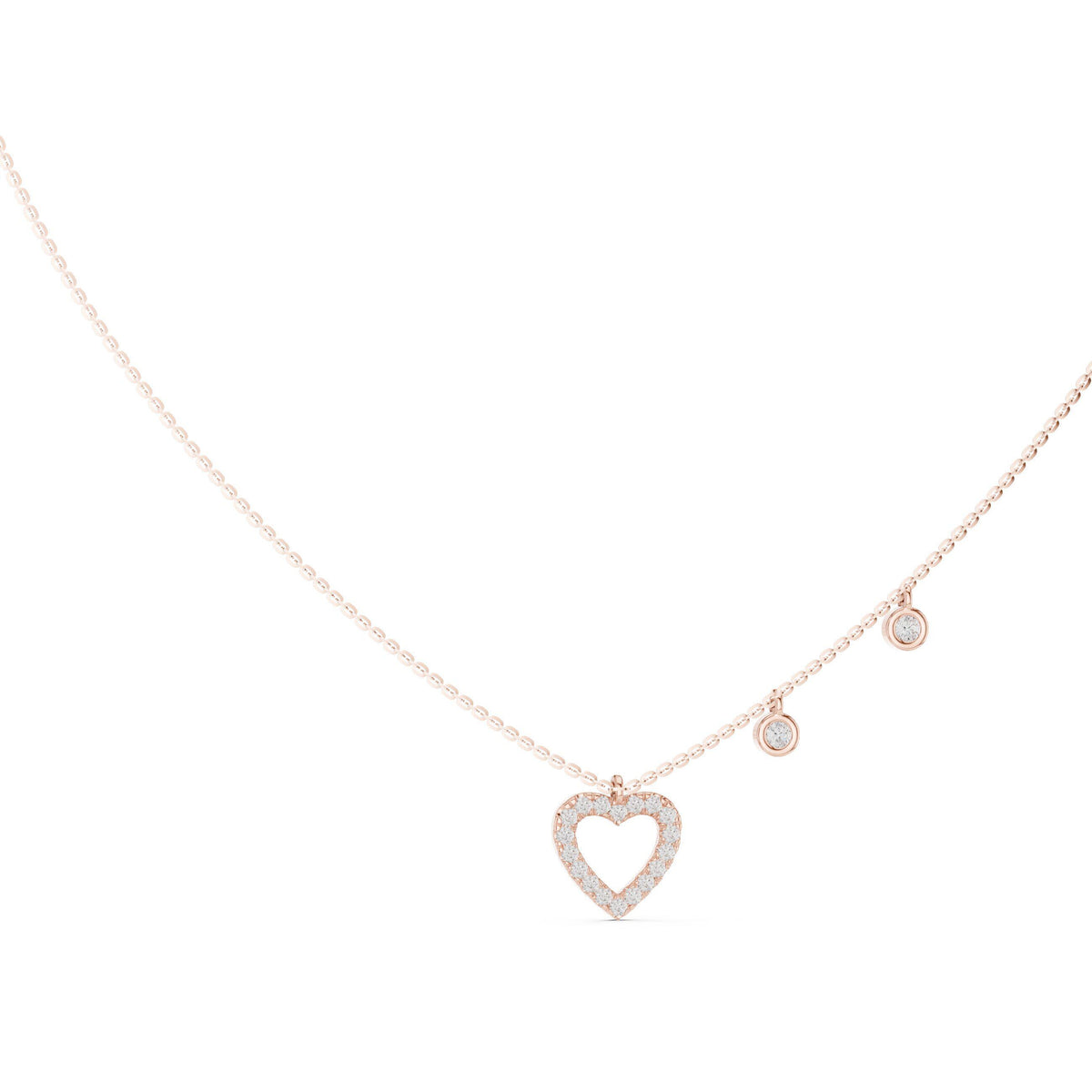 Heart Moissanite Pendant Necklace with Round Charms – 925 Sterling Silver, 18K Gold Vermeil