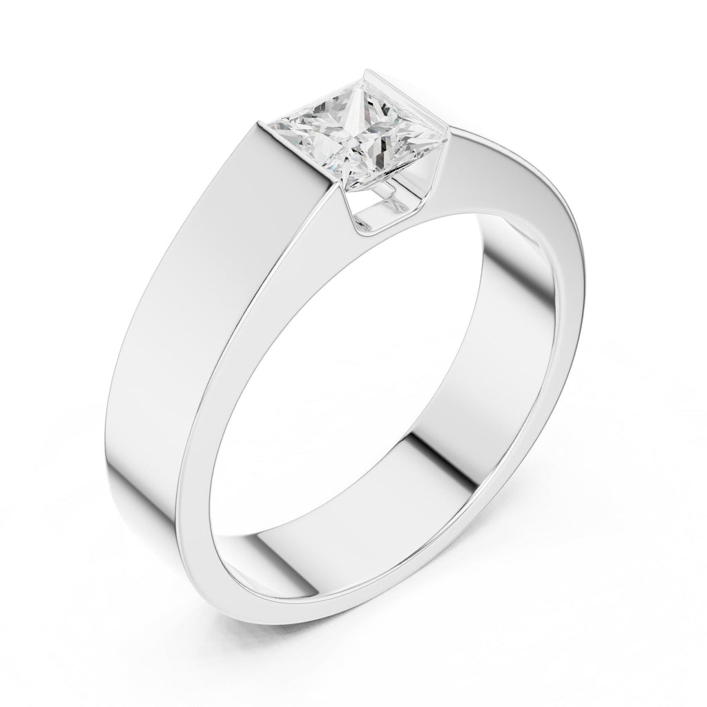 Men's 5.5mm Princess-Cut Moissanite Ring – 925 Sterling Silver, 18K Gold Vermeil