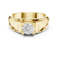 Men's Round Moissanite Ring with Raised Shoulders – 925 Sterling Silver, 18K Gold Vermeil