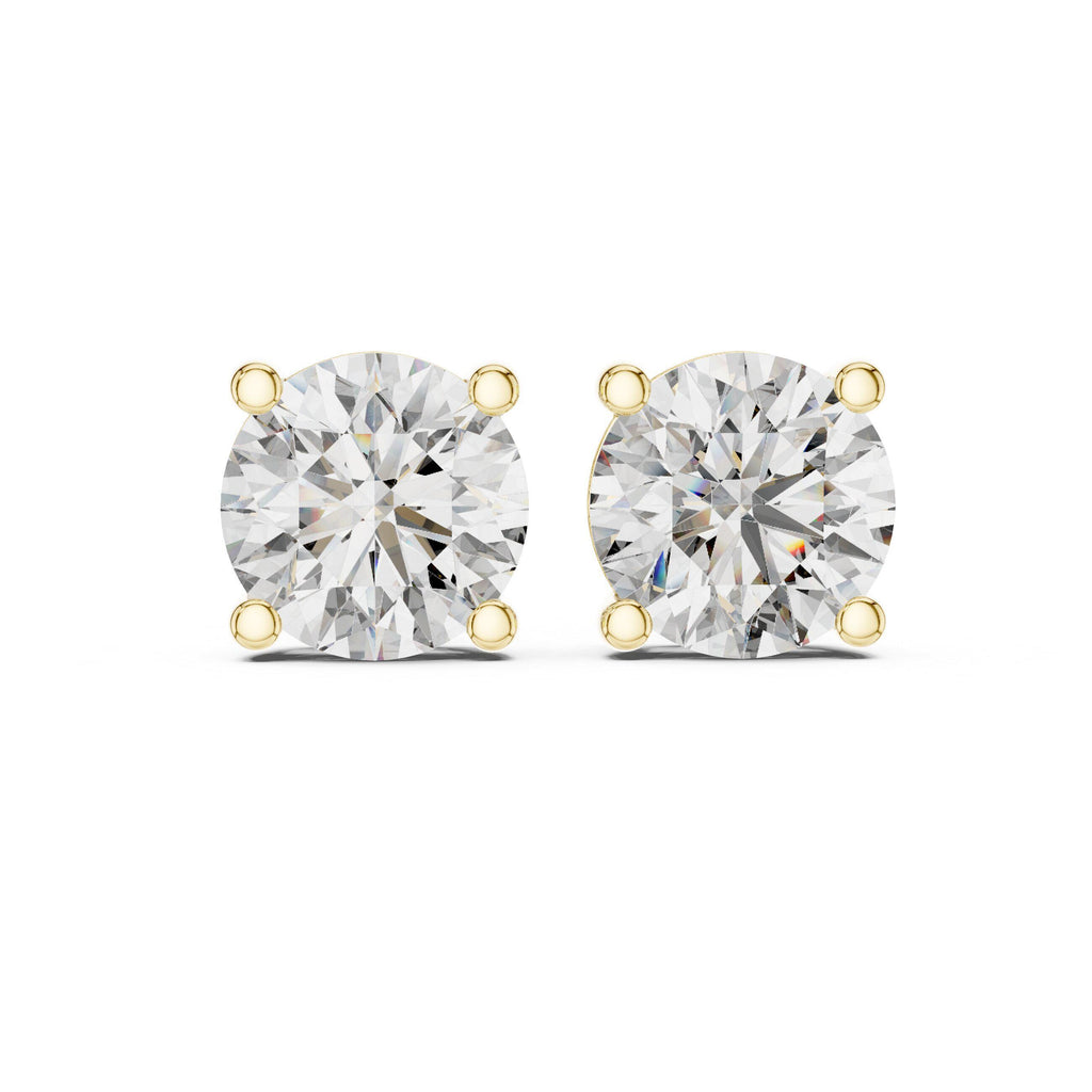 8mm Round Moissanite Four-Prong Stud Earrings – 925 Sterling Silver, 18K Gold Vermeil