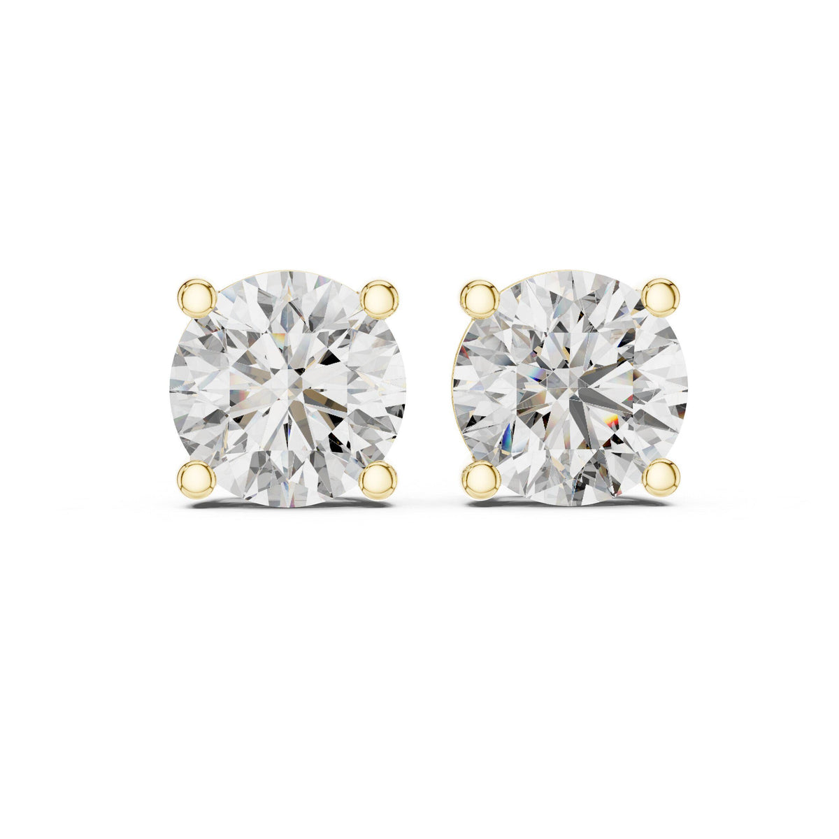 8mm Round Moissanite Four-Prong Stud Earrings – 925 Sterling Silver, 18K Gold Vermeil