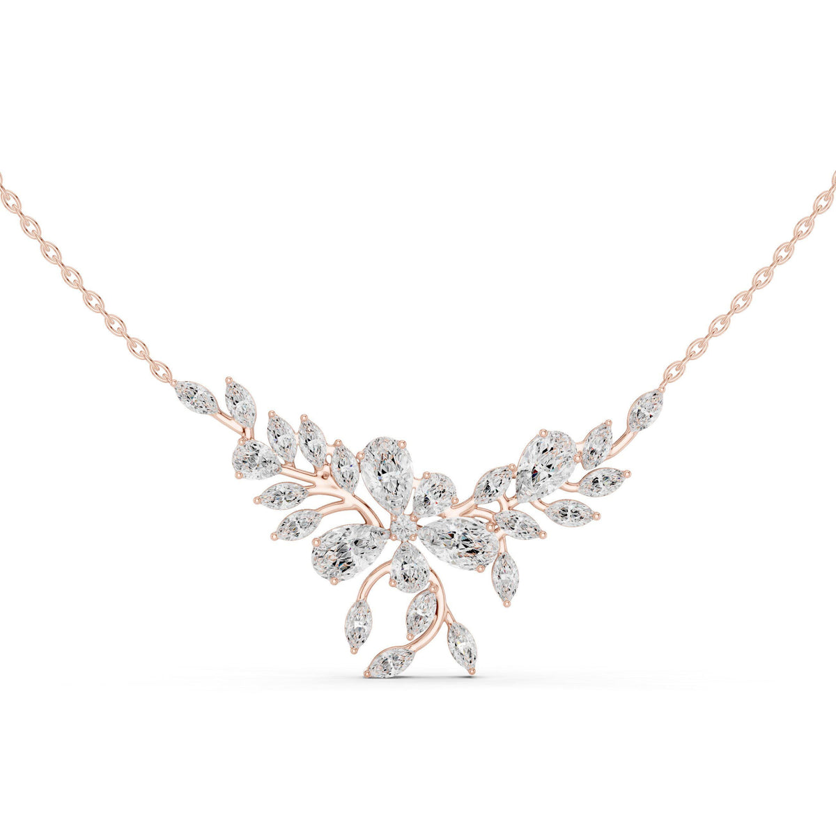 Marquise & Pear Moissanite Leaf Spray Mangalsutra Necklace – 925 Sterling Silver, 18K Gold Vermeil