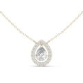 Pear Moissanite Floating Halo Pendant Necklace – 925 Sterling Silver, 18K Gold Vermeil