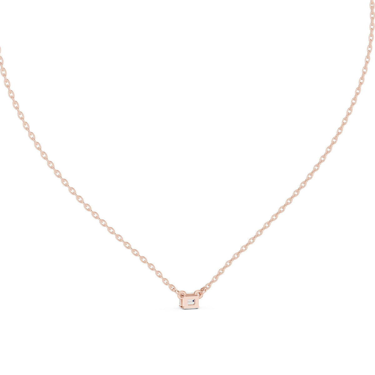 Emerald-Cut Moissanite East-West Solitaire Necklace – 925 Sterling Silver, 18K Gold Vermeil