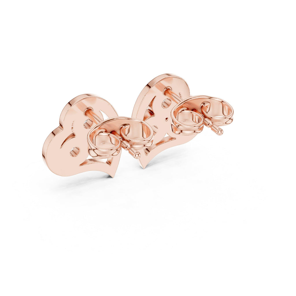 Moissanite Heart Trio Stud Earrings – 925 Sterling Silver, 18K Gold Vermeil