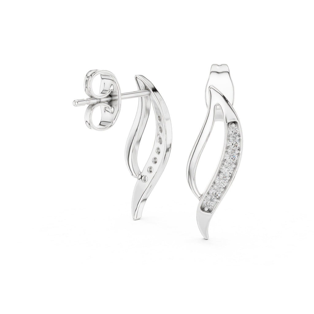 Moissanite Pavé Flame Stud Earrings – 925 Sterling Silver, 18K Gold Vermeil