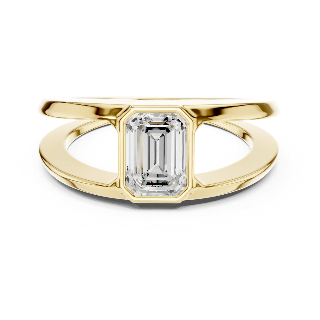 Men's Emerald-Cut Moissanite Ring, Split Band – 925 Sterling Silver, 18K Gold Vermeil