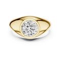 Men's Round Bezel-Set Moissanite Signet Ring – 925 Sterling Silver, 18K Gold Vermeil