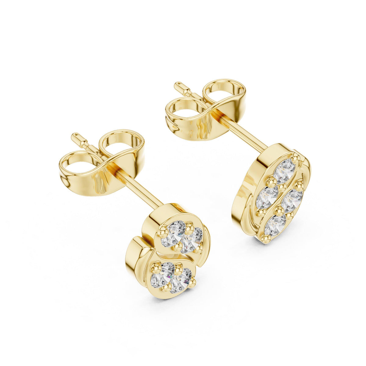 Moissanite Pavé Swirl Oval Stud Earrings – 925 Sterling Silver, 18K Gold Vermeil