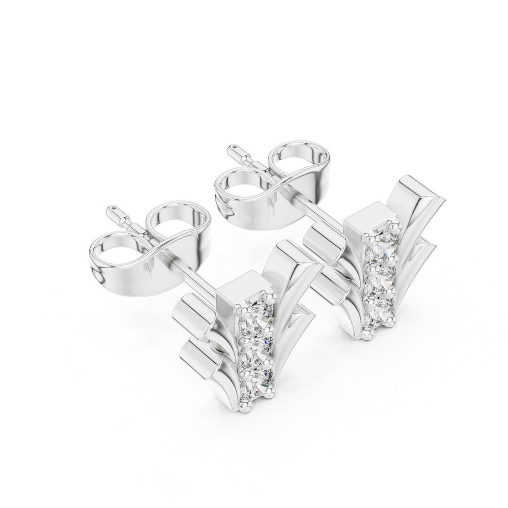 Moissanite Tulip Bar Stud Earrings – 925 Sterling Silver, 18K Gold Vermeil