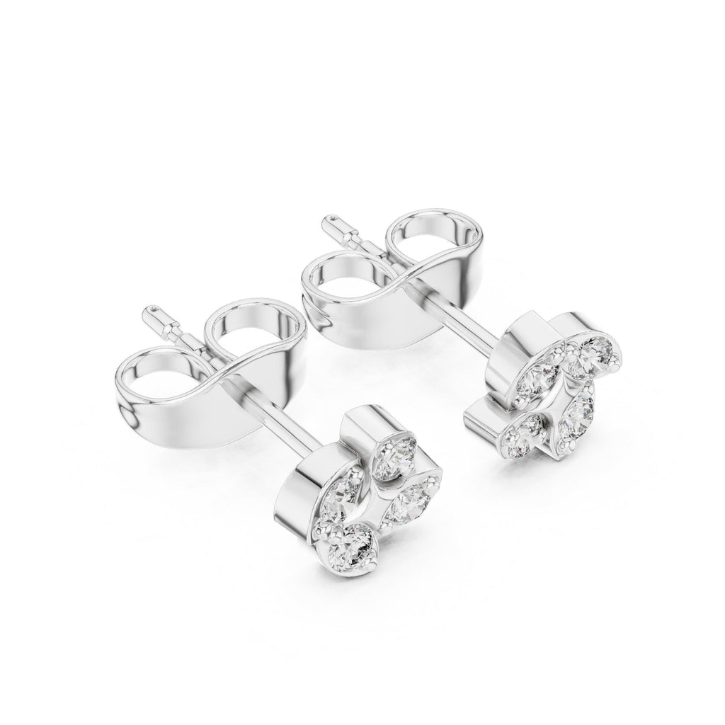 Moissanite Clover Cluster Stud Earrings – 925 Sterling Silver, 18K Gold Vermeil