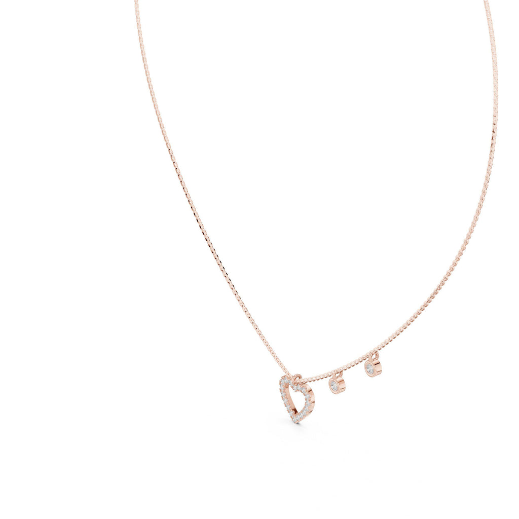 Heart Moissanite Pendant Necklace with Round Charms – 925 Sterling Silver, 18K Gold Vermeil