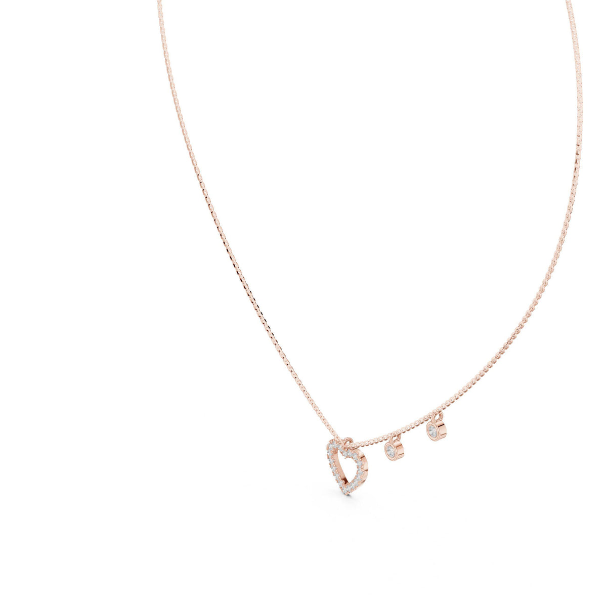 Heart Moissanite Pendant Necklace with Round Charms – 925 Sterling Silver, 18K Gold Vermeil